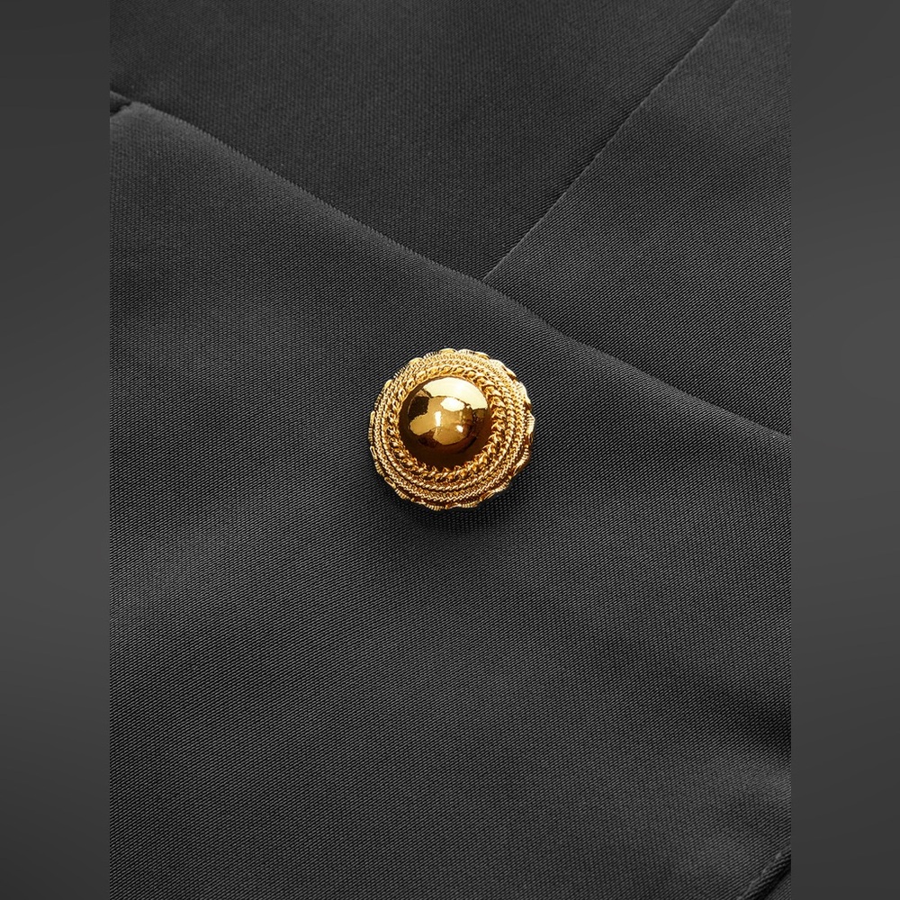 Commense Ruffled Hem Metal Button Mini Dress With… - image 4